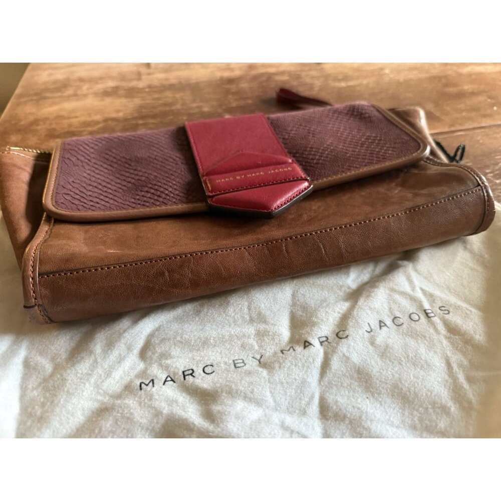 marc by marc jacobs color block brown red leather… - image 6